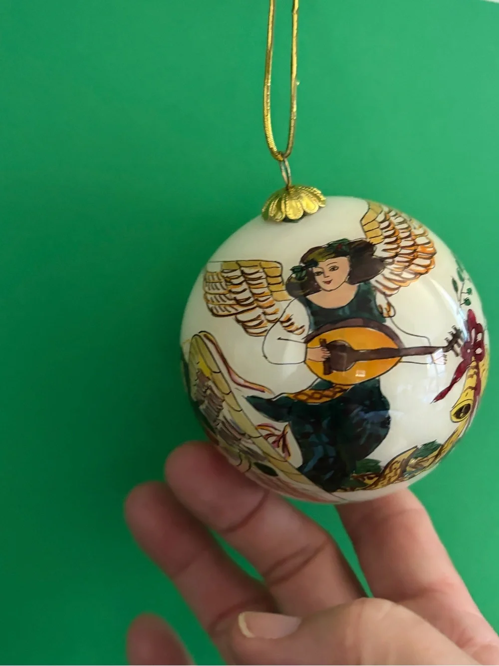 Pier 1 Li Bien Hand-Painted Holiday Ornament Set 4